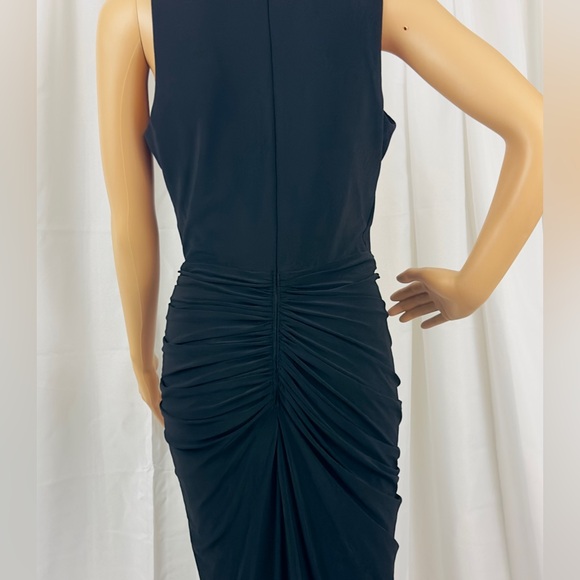 Betsy & Adam Black Formal Full Length V-Neck Ruched Lower Mid Slit Dres… - Picture 11 of 16